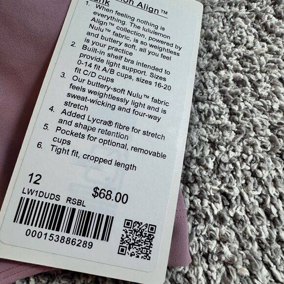 lululemon align Tank Top Womens Sz 12 purple Nulu Fabric built in Bra New - Picture 6 of 12